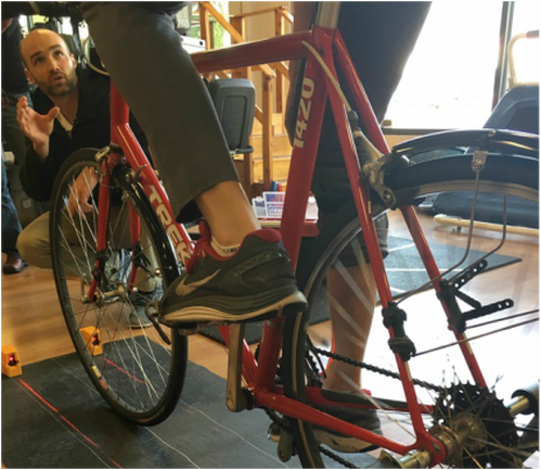 Physical Therapist Matt Flood performing a bike fit in Portland OR